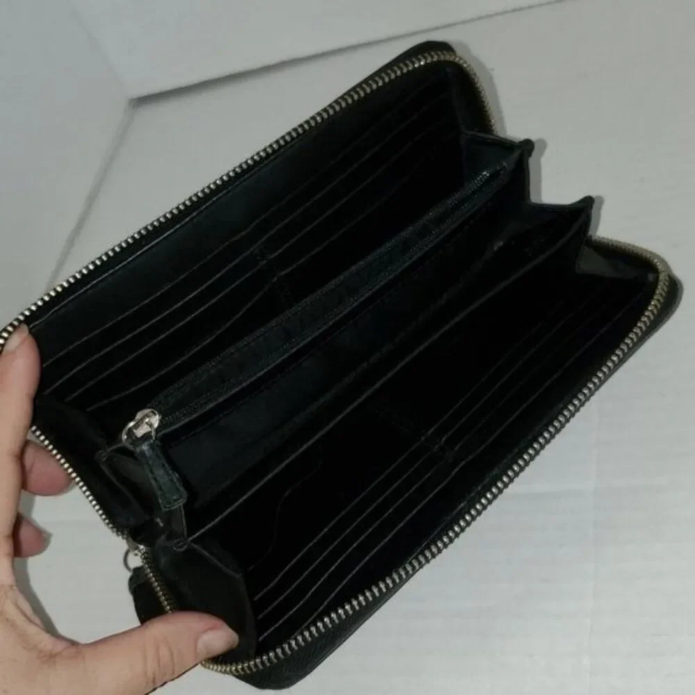 COACH Wallet Hampton Signature C Black Jacquard Leather Trim WOMEN'S WOMAN'S